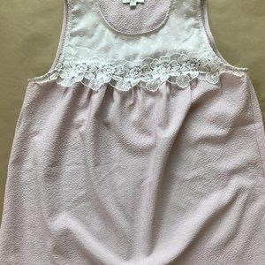 Delicate pink & white stripe top w/ lace detail